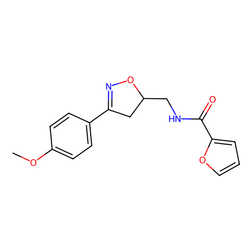 N-{[3-(4-methoxyphenyl)-4,5-dihydro-1,2-oxazol-5-yl]methyl}furan-2-carboxamide structure
