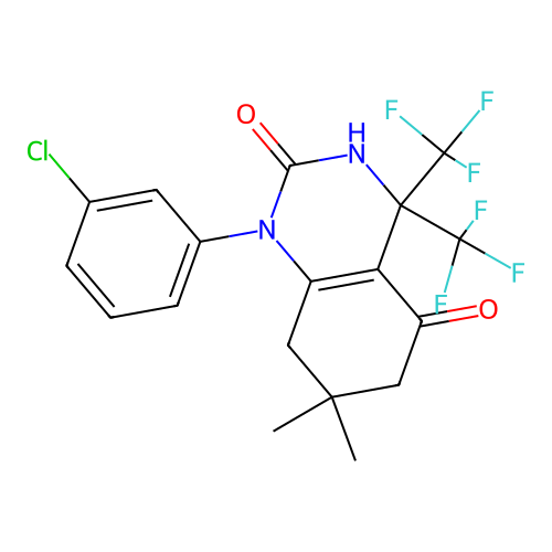 1-(3-Chloro-phenyl)-7,7-dimethyl-4,4-bis-trifluoromethyl-4,6,7,8-tetrahydro-1H,3H-quinazoline-2,5-dione structure