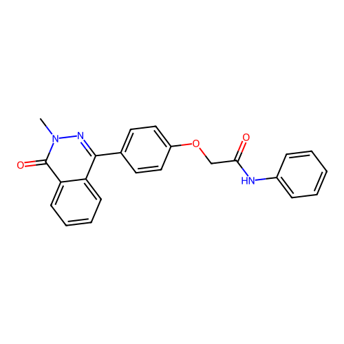 2-[4-(3-methyl-4-oxo-3,4-dihydrophthalazin-1-yl)phenoxy]-N-phenylacetamide structure