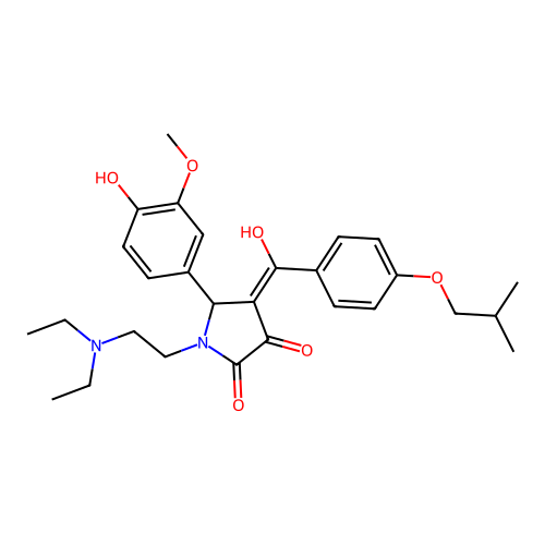 (4E)-1-(2-diethylaminoethyl)-5-(4-hydroxy-3-methoxyphenyl)-4-[hydroxy-[4-(2-methylpropoxy)phenyl]methylidene]pyrrolidine-2,3-dione structure