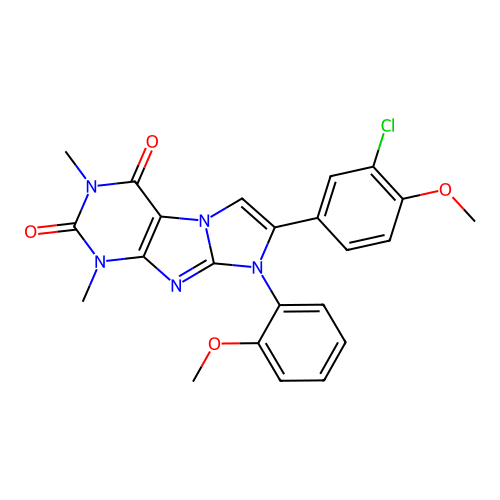 7-(3-chloro-4-methoxyphenyl)-8-(2-methoxyphenyl)-1,3-dimethyl-1H-imidazo[2,1-f]purine-2,4(3H,8H)-dione structure