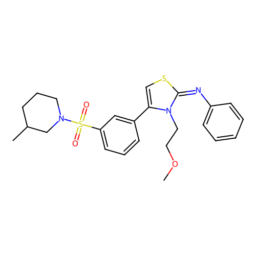 N-[(2Z)-3-(2-methoxyethyl)-4-{3-[(3-methylpiperidin-1-yl)sulfonyl]phenyl}-1,3-thiazol-2(3H)-ylidene]aniline structure