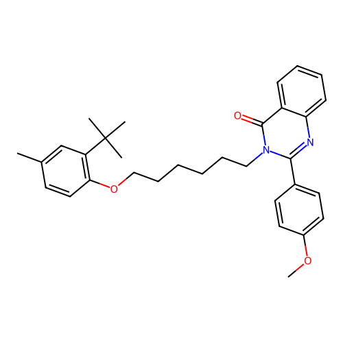 2-(4-methoxyphenyl)-3-[6-(4-methyl-2-tert-butyl-phenoxy)hexyl]quinazolin-4-one structure