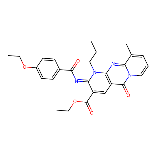 (Z)-ethyl 2-((4-ethoxybenzoyl)imino)-10-methyl-5-oxo-1-propyl-2,5-dihydro-1H-dipyrido[1,2-a:2',3'-d]pyrimidine-3-carboxylate structure