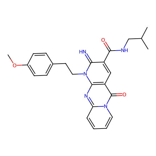 2-imino-N~3~-isobutyl-1-(4-methoxyphenethyl)-5-oxo-1,5-dihydro-2H-dipyrido[1,2-a:2,3-d]pyrimidine-3-carboxamide structure