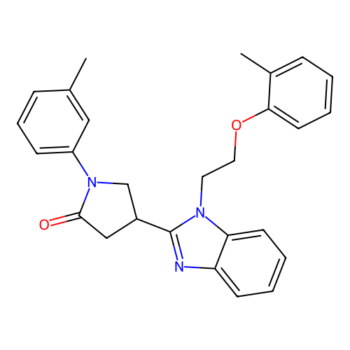 1-(m-tolyl)-4-(1-(2-(o-tolyloxy)ethyl)-1H-benzo[d]imidazol-2-yl)pyrrolidin-2-one structure