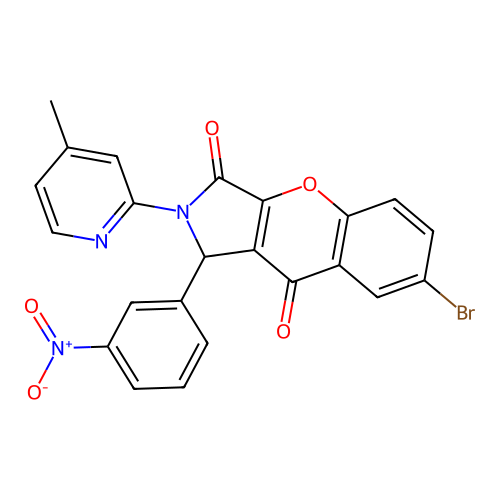 7-bromo-2-(4-methylpyridin-2-yl)-1-(3-nitrophenyl)-1,2-dihydrochromeno[2,3-c]pyrrole-3,9-dione structure
