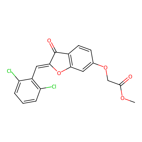 (Z)-methyl 2-((2-(2,6-dichlorobenzylidene)-3-oxo-2,3-dihydrobenzofuran-6-yl)oxy)acetate structure