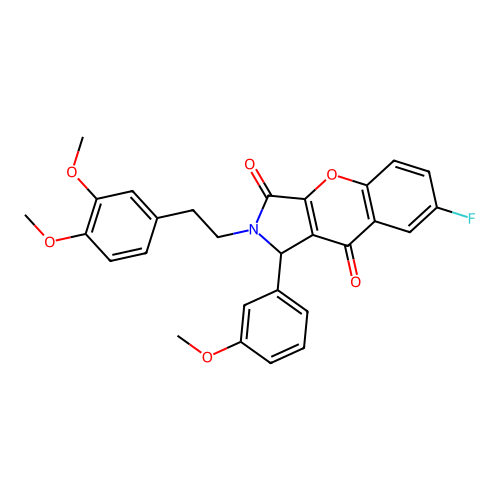 2-(3,4-dimethoxyphenethyl)-7-fluoro-1-(3-methoxyphenyl)-1,2-dihydrochromeno[2,3-c]pyrrole-3,9-dione structure