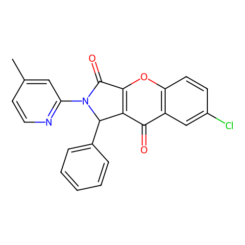 7-chloro-2-(4-methylpyridin-2-yl)-1-phenyl-1,2-dihydrochromeno[2,3-c]pyrrole-3,9-dione structure