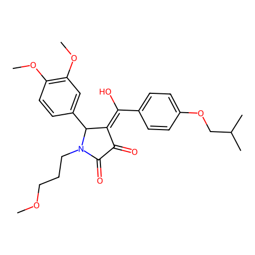 (4E)-5-(3,4-dimethoxyphenyl)-4-[hydroxy-[4-(2-methylpropoxy)phenyl]methylidene]-1-(3-methoxypropyl)pyrrolidine-2,3-dione structure