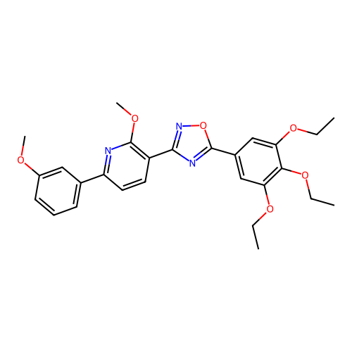 2-methoxy-6-(3-methoxyphenyl)-3-[5-(3,4,5-triethoxyphenyl)-1,2,4-oxadiazol-3-yl]pyridine structure