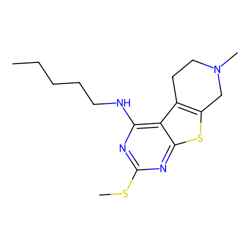 7-methyl-2-(methylsulfanyl)-N-pentyl-5,6,7,8-tetrahydropyrido[4',3':4,5]thieno[2,3-d]pyrimidin-4-amine structure