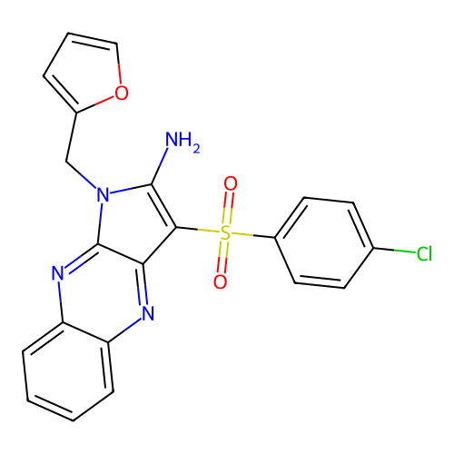 3-((4-chlorophenyl)sulfonyl)-1-(furan-2-ylmethyl)-1H-pyrrolo[2,3-b]quinoxalin-2-amine structure