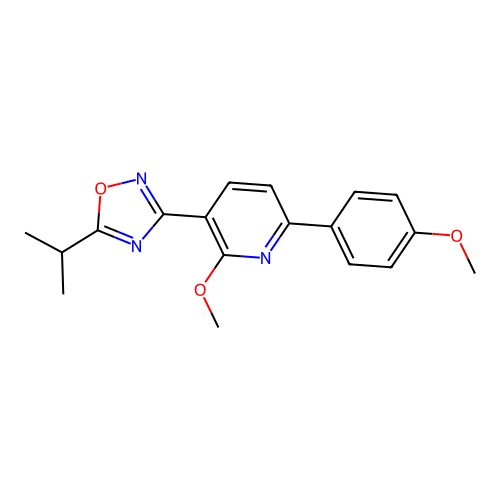 2-Methoxy-6-(4-methoxyphenyl)-3-[5-(propan-2-yl)-1,2,4-oxadiazol-3-yl]pyridine structure