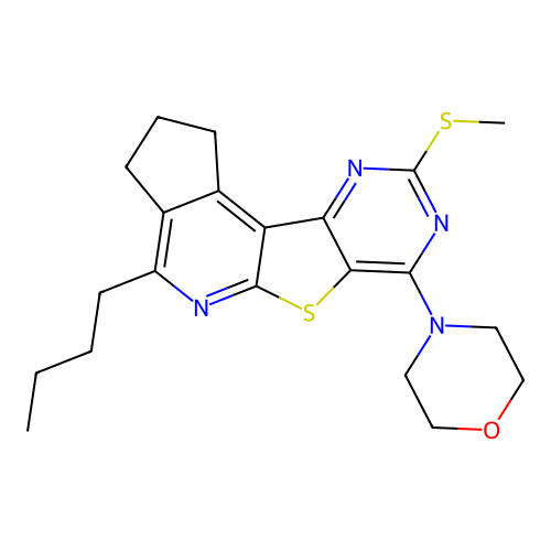 4-(4-butyl-9-(methylthio)-2,3-dihydro-1H-cyclopenta[4',5']pyrido[3',2':4,5]thieno[3,2-d]pyrimidin-7-yl)morpholine structure