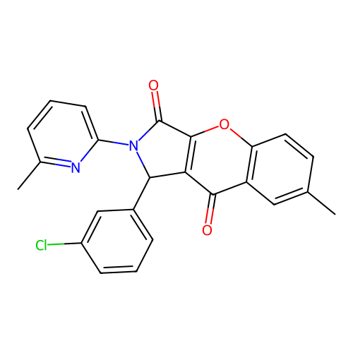 1-(3-chlorophenyl)-7-methyl-2-(6-methylpyridin-2-yl)-1,2-dihydrochromeno[2,3-c]pyrrole-3,9-dione structure