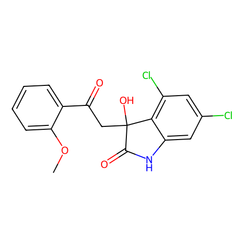 4,6-dichloro-3-hydroxy-3-(2-(2-methoxyphenyl)-2-oxoethyl)indolin-2-one structure