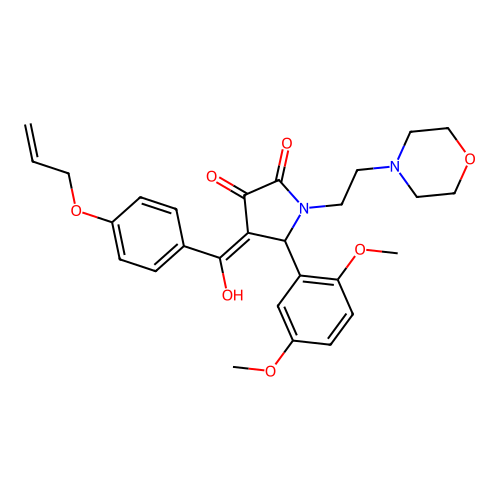 (4E)-5-(2,5-dimethoxyphenyl)-4-[hydroxy-(4-prop-2-enoxyphenyl)methylidene]-1-(2-morpholin-4-ylethyl)pyrrolidine-2,3-dione structure