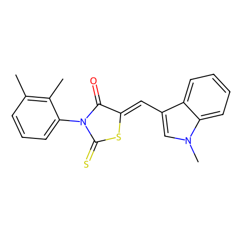 (Z)-3-(2,3-dimethylphenyl)-5-((1-methyl-1H-indol-3-yl)methylene)-2-thioxothiazolidin-4-one structure