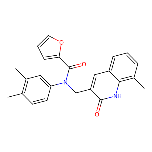 N-(3,4-dimethylphenyl)-N-((2-hydroxy-8-methylquinolin-3-yl)methyl)furan-2-carboxamide structure
