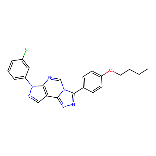 3-(4-butoxyphenyl)-7-(3-chlorophenyl)-7H-pyrazolo[4,3-e][1,2,4]triazolo[4,3-c]pyrimidine structure