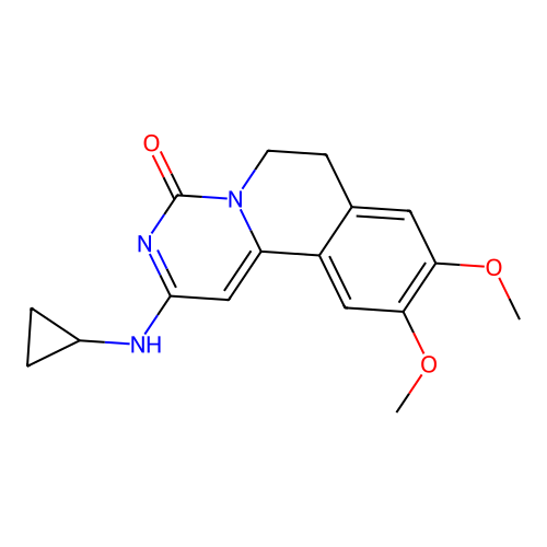 2-(cyclopropylamino)-9,10-dimethoxy-6,7-dihydro-4H-pyrimido[6,1-a]isoquinolin-4-one structure