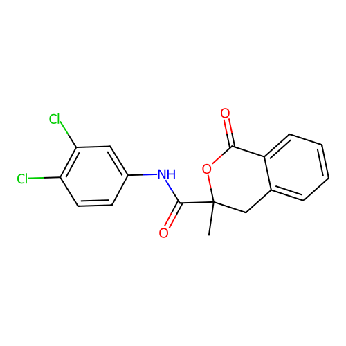 N-(3,4-dichlorophenyl)-3-methyl-1-oxo-3,4-dihydro-1H-isochromene-3-carboxamide structure