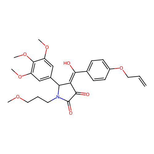 (4E)-4-[hydroxy-(4-prop-2-enoxyphenyl)methylidene]-1-(3-methoxypropyl)-5-(3,4,5-trimethoxyphenyl)pyrrolidine-2,3-dione structure