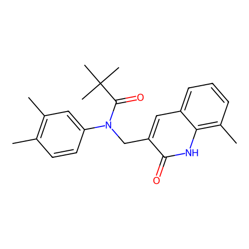 N-(3,4-dimethylphenyl)-N-((2-hydroxy-8-methylquinolin-3-yl)methyl)pivalamide structure