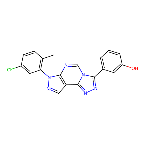 3-(7-(5-chloro-2-methylphenyl)-7H-pyrazolo[4,3-e][1,2,4]triazolo[4,3-c]pyrimidin-3-yl)phenol structure