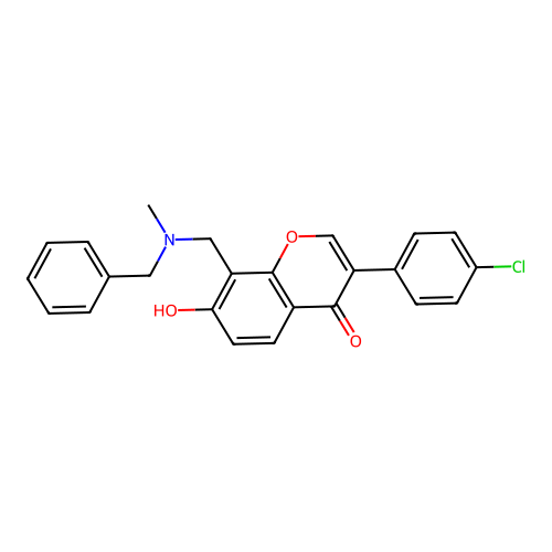 8-{[benzyl(methyl)amino]methyl}-3-(4-chlorophenyl)-7-hydroxy-4H-chromen-4-one structure