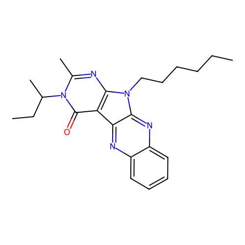 3-(butan-2-yl)-11-hexyl-2-methyl-3,11-dihydro-4H-pyrimido[5',4':4,5]pyrrolo[2,3-b]quinoxalin-4-one structure