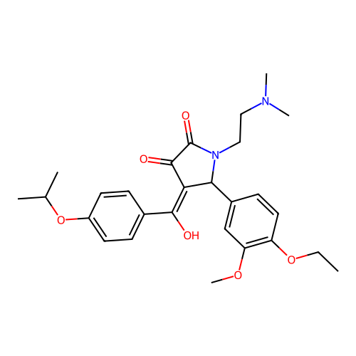 (4E)-1-(2-dimethylaminoethyl)-5-(4-ethoxy-3-methoxyphenyl)-4-[hydroxy-(4-propan-2-yloxyphenyl)methylidene]pyrrolidine-2,3-dione structure