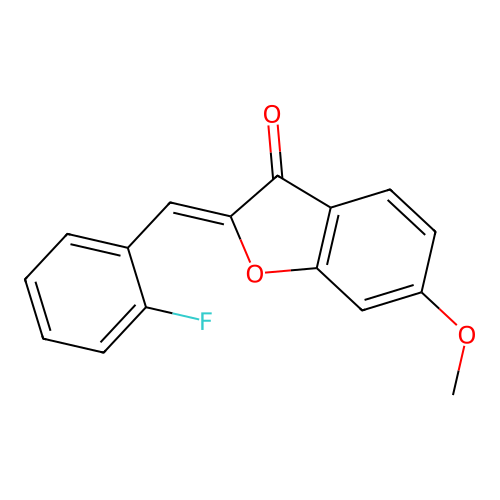 (Z)-2-(2-fluorobenzylidene)-6-methoxybenzofuran-3(2H)-one structure