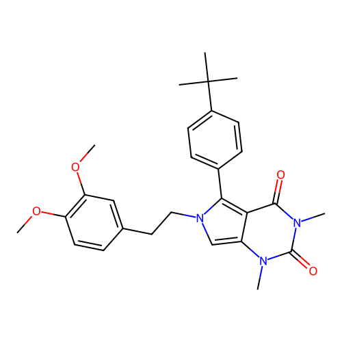 5-(4-(tert-butyl)phenyl)-6-(3,4-dimethoxyphenethyl)-1,3-dimethyl-1H-pyrrolo[3,4-d]pyrimidine-2,4(3H,6H)-dione structure