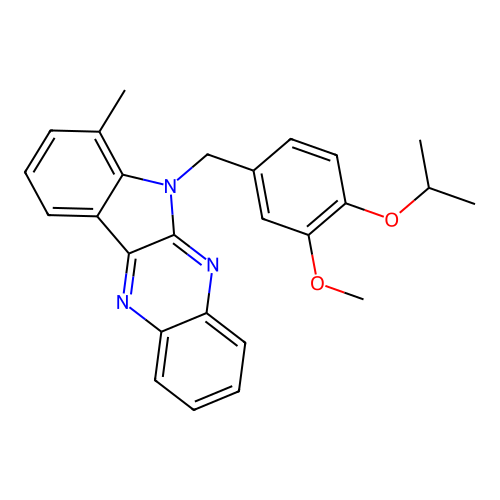 6-[3-methoxy-4-(propan-2-yloxy)benzyl]-7-methyl-6H-indolo[2,3-b]quinoxaline structure
