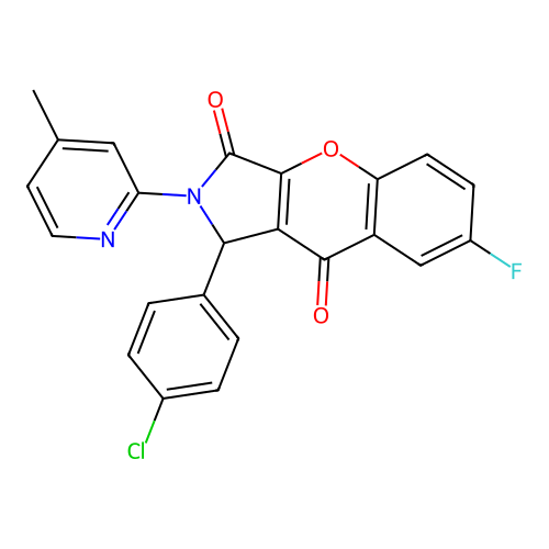 1-(4-chlorophenyl)-7-fluoro-2-(4-methylpyridin-2-yl)-1,2-dihydrochromeno[2,3-c]pyrrole-3,9-dione structure