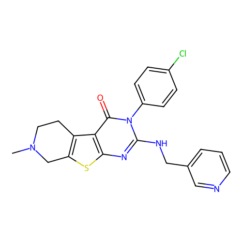 3-(4-chlorophenyl)-7-methyl-2-((pyridin-3-ylmethyl)amino)-5,6,7,8-tetrahydropyrido[4',3':4,5]thieno[2,3-d]pyrimidin-4(3H)-one structure