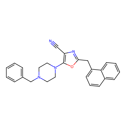 5-(4-Benzylpiperazin-1-yl)-2-(naphthalen-1-ylmethyl)-1,3-oxazole-4-carbonitrile structure