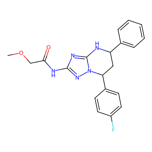 N-(7-(4-fluorophenyl)-5-phenyl-4,5,6,7-tetrahydro-[1,2,4]triazolo[1,5-a]pyrimidin-2-yl)-2-methoxyacetamide structure