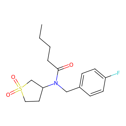 N-(1,1-dioxidotetrahydrothiophen-3-yl)-N-(4-fluorobenzyl)pentanamide structure