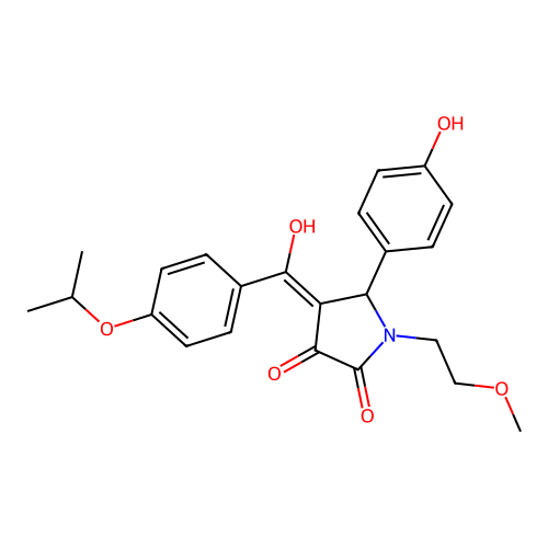 3-hydroxy-5-(4-hydroxyphenyl)-1-(2-methoxyethyl)-4-[4-(propan-2-yloxy)benzoyl]-2,5-dihydro-1H-pyrrol-2-one structure