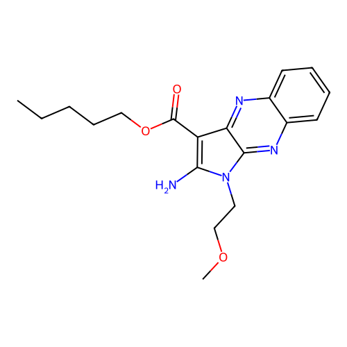 pentyl 2-amino-1-(2-methoxyethyl)-1H-pyrrolo[2,3-b]quinoxaline-3-carboxylate structure