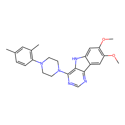 4-[4-(2,4-dimethylphenyl)piperazin-1-yl]-7,8-dimethoxy-5H-pyrimido[5,4-b]indole structure