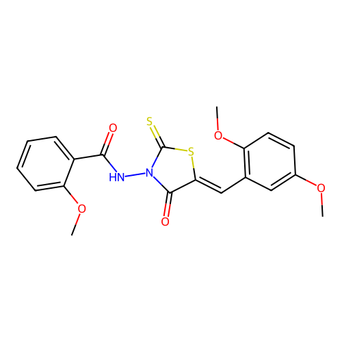 (Z)-N-(5-(2,5-dimethoxybenzylidene)-4-oxo-2-thioxothiazolidin-3-yl)-2-methoxybenzamide structure