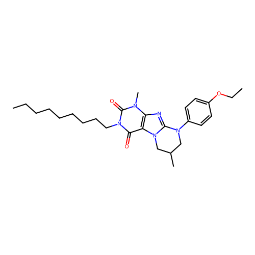 9-(4-ethoxyphenyl)-1,7-dimethyl-3-nonyl-1,3,5-trihydro-6H,7H,8H-1,3-diazaperhy droino[1,2-h]purine-2,4-dione structure