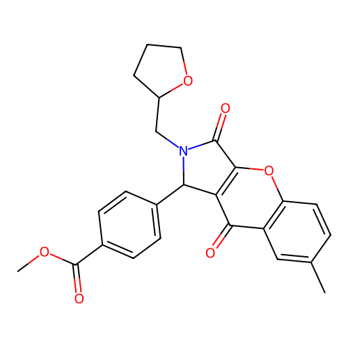 methyl 4-(7-methyl-3,9-dioxo-2-((tetrahydrofuran-2-yl)methyl)-1,2,3,9-tetrahydrochromeno[2,3-c]pyrrol-1-yl)benzoate structure