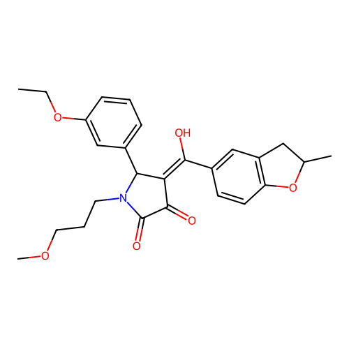 5-(3-ethoxyphenyl)-4-[hydroxy-(2-methyl-2,3-dihydro-1-benzofuran-5-yl)methylidene]-1-(3-methoxypropyl)pyrrolidine-2,3-dione structure