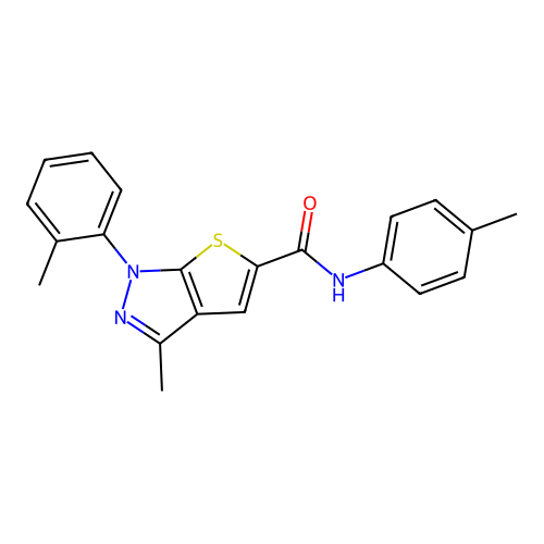 3-methyl-1-(o-tolyl)-N-(p-tolyl)-1H-thieno[2,3-c]pyrazole-5-carboxamide structure